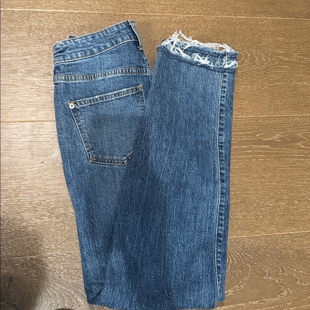 Pilcro Anthropologie Blue Straight Leg Raw Hem Jeans Size 26 Tall - Picture 6 of 6